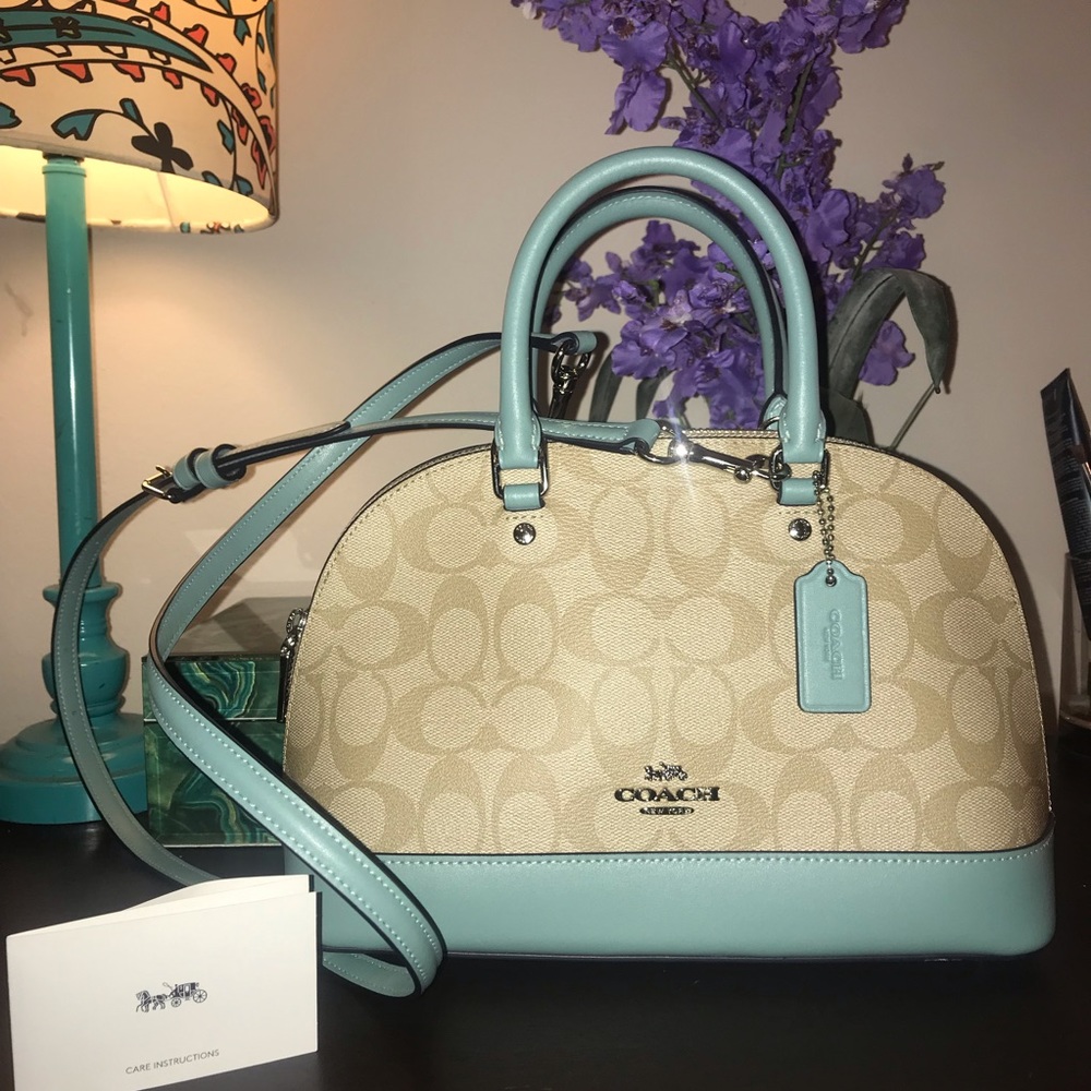 SOLD❣️Teal & Tan Sierra Coach Purse! NWT - Picture 1 of 7